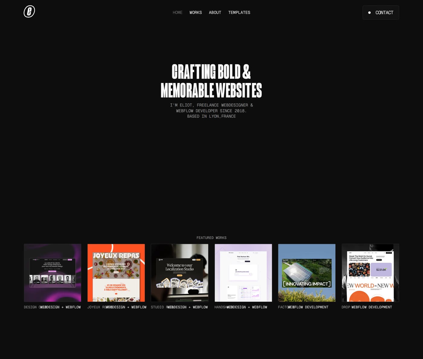Eliot Besson — screenshot of the hero section