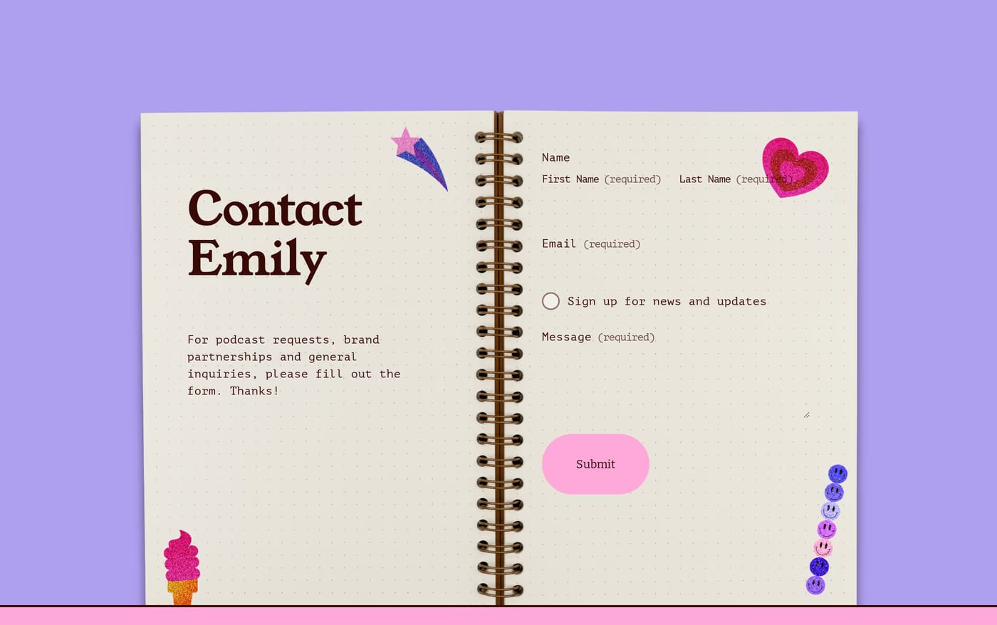 Emily Durham Contact section