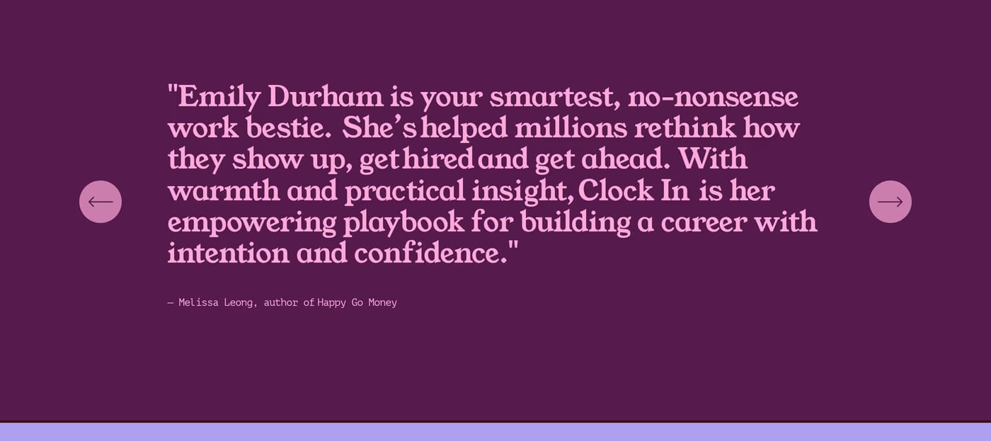 Emily Durham Testimonials section
