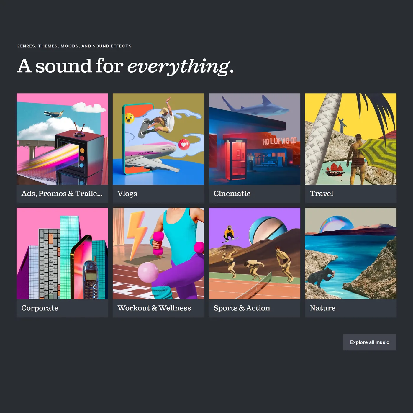 Epidemic Sound — screenshot of the features section