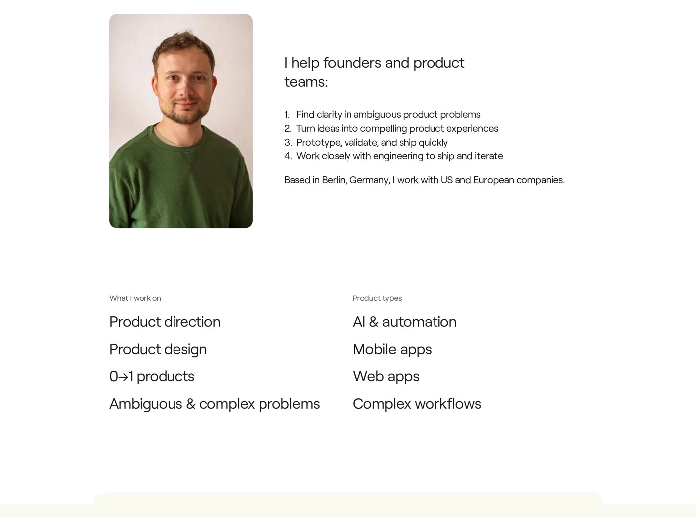 Fedor Shkliarau — screenshot of the about section