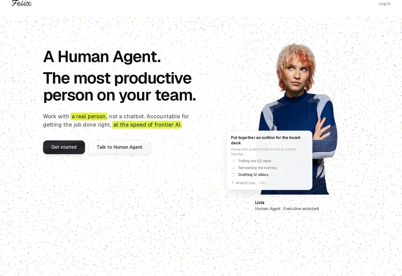 Felix — screenshot of the hero section