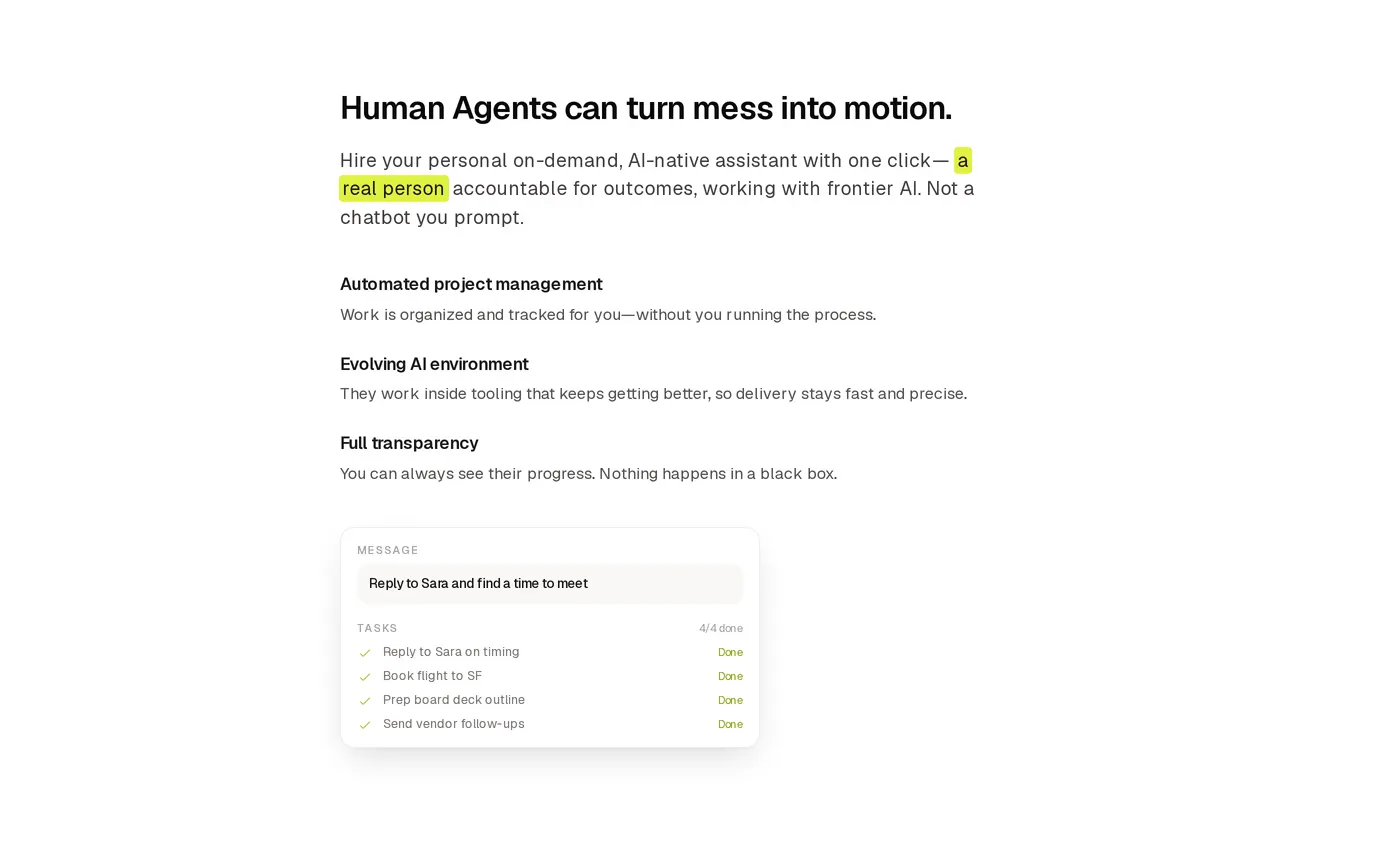 Felix — screenshot of the features section