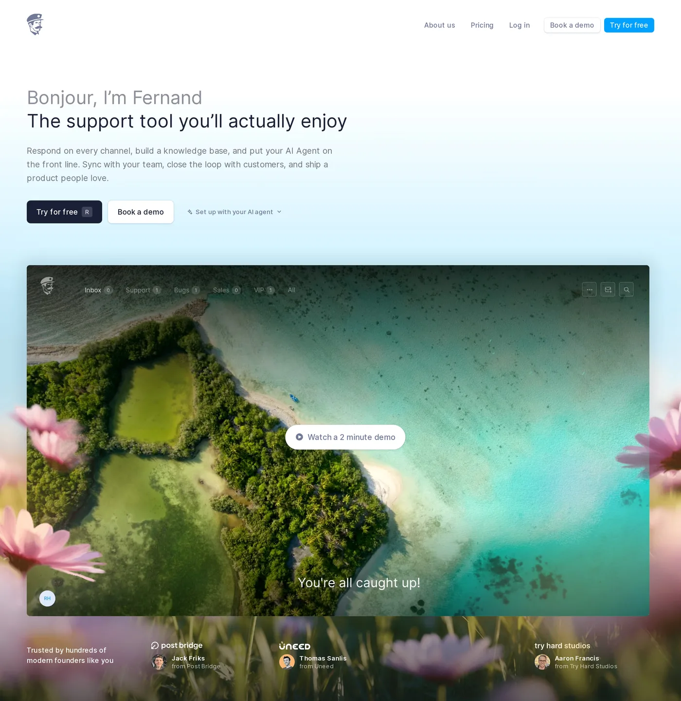 Fernand — screenshot of the hero section