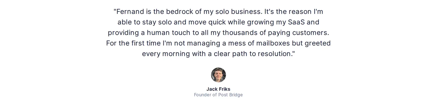 Fernand — screenshot of the testimonials section