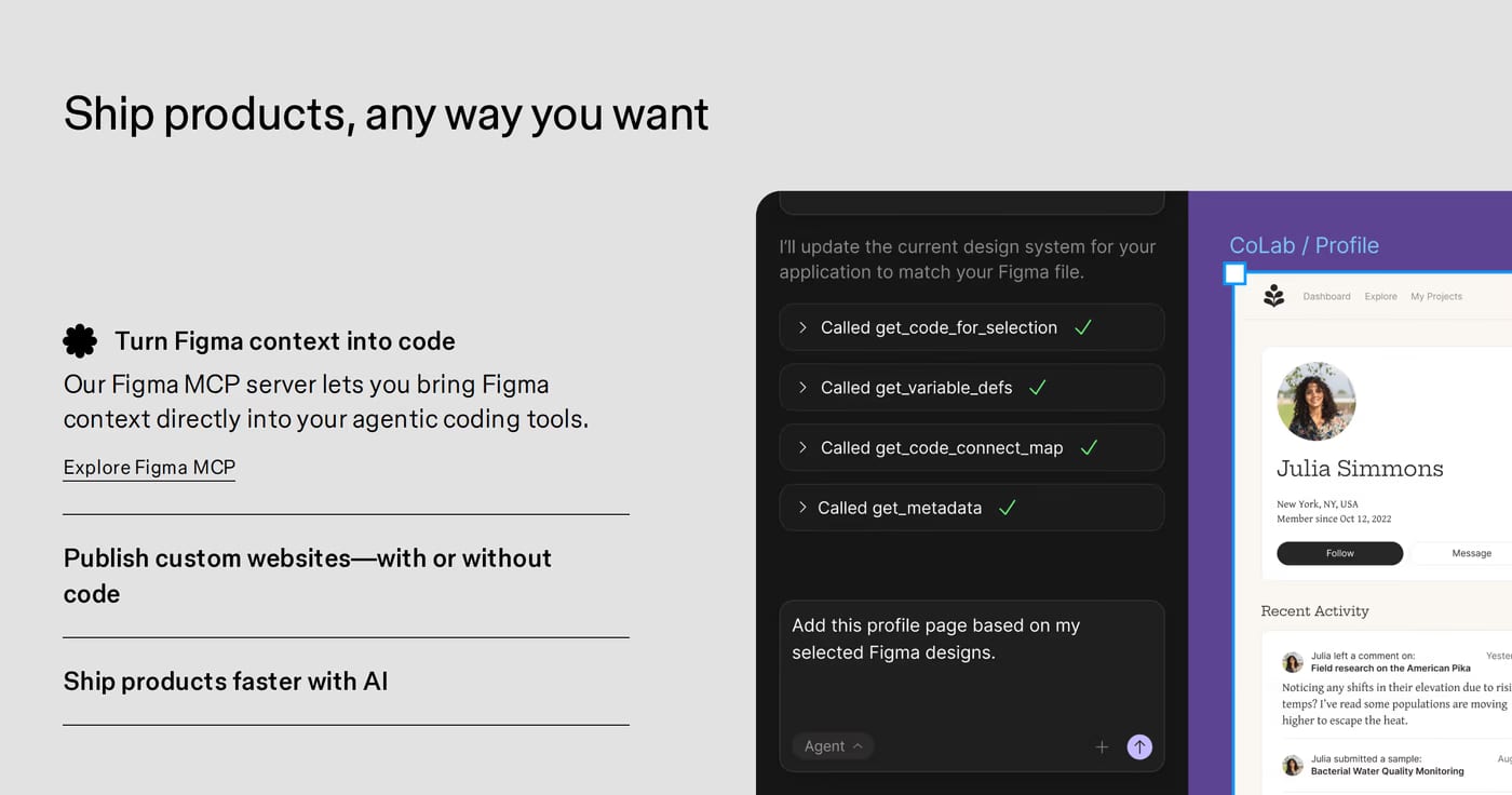 Figma — screenshot of the features section