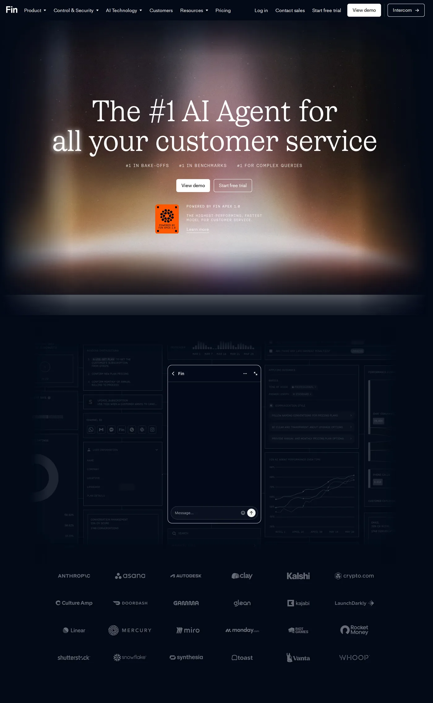 Fin — screenshot of the hero section