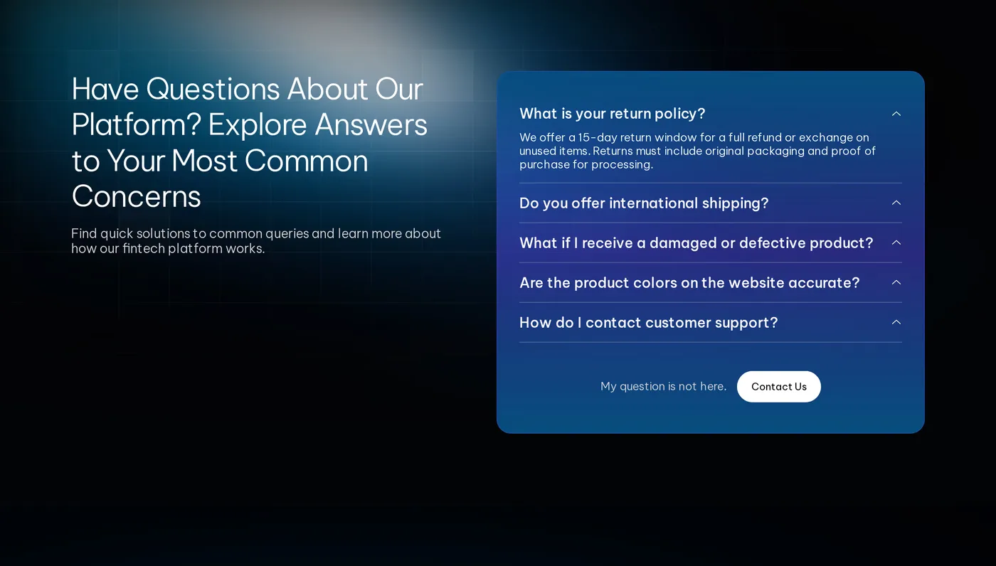 FinSight — screenshot of the faq section