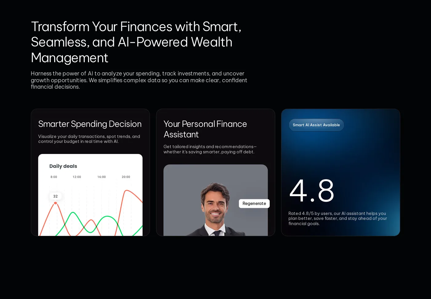 FinSight — screenshot of the features section
