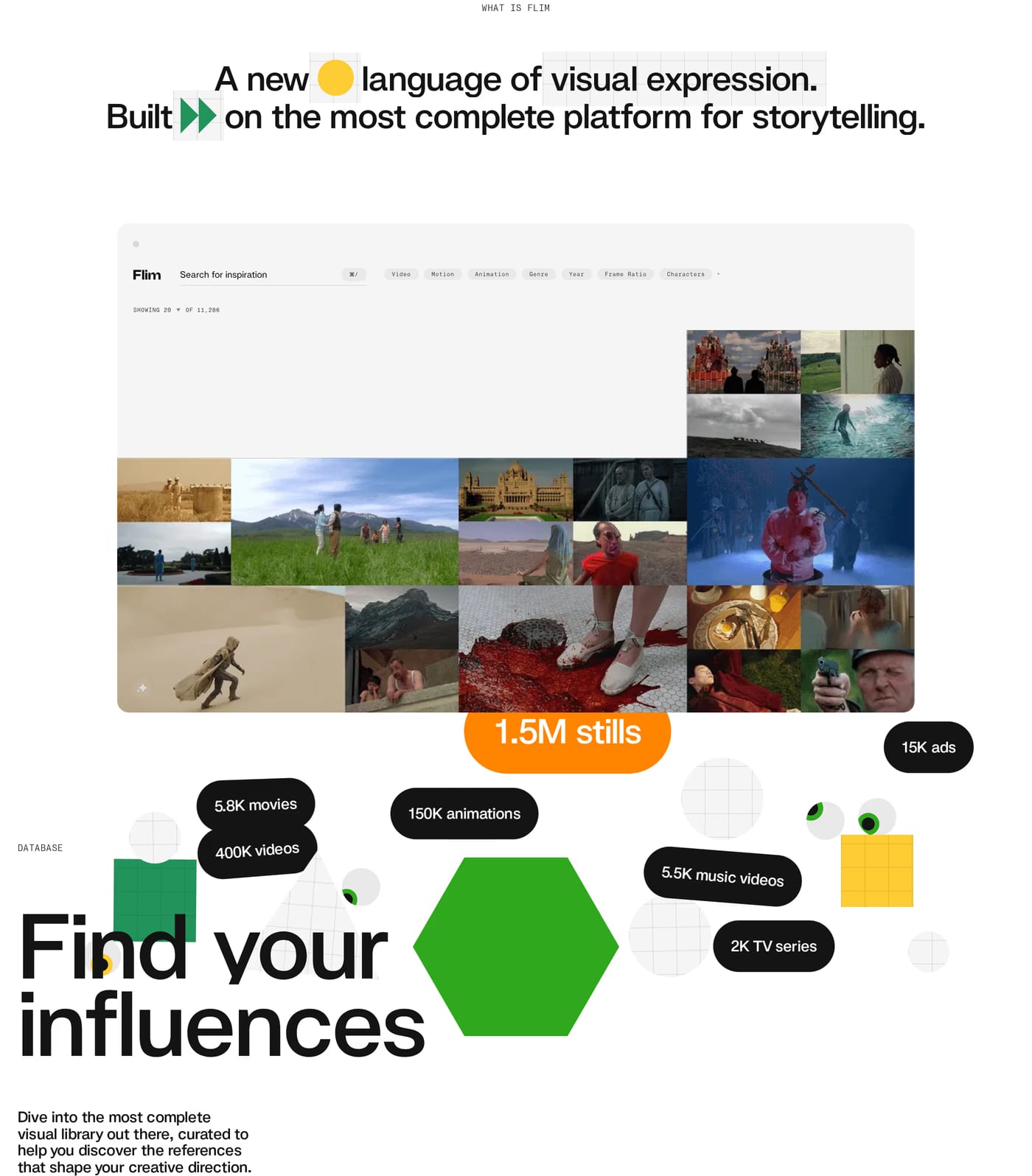 Flim — screenshot of the features section