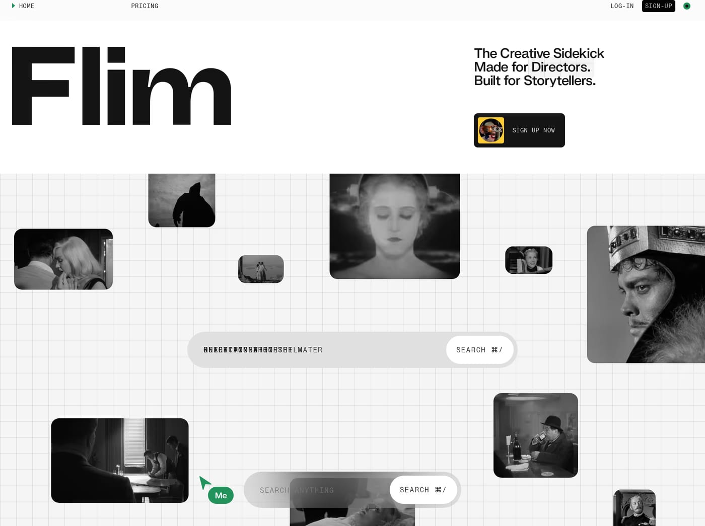 Flim — screenshot of the hero section