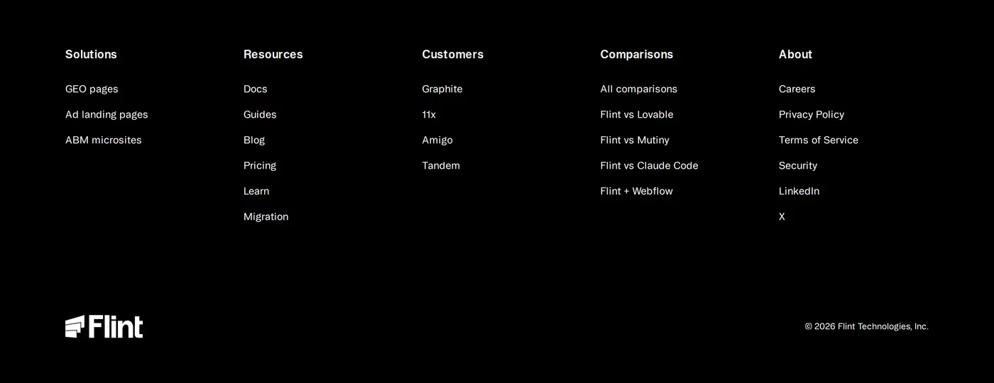 Flint — screenshot of the footer section