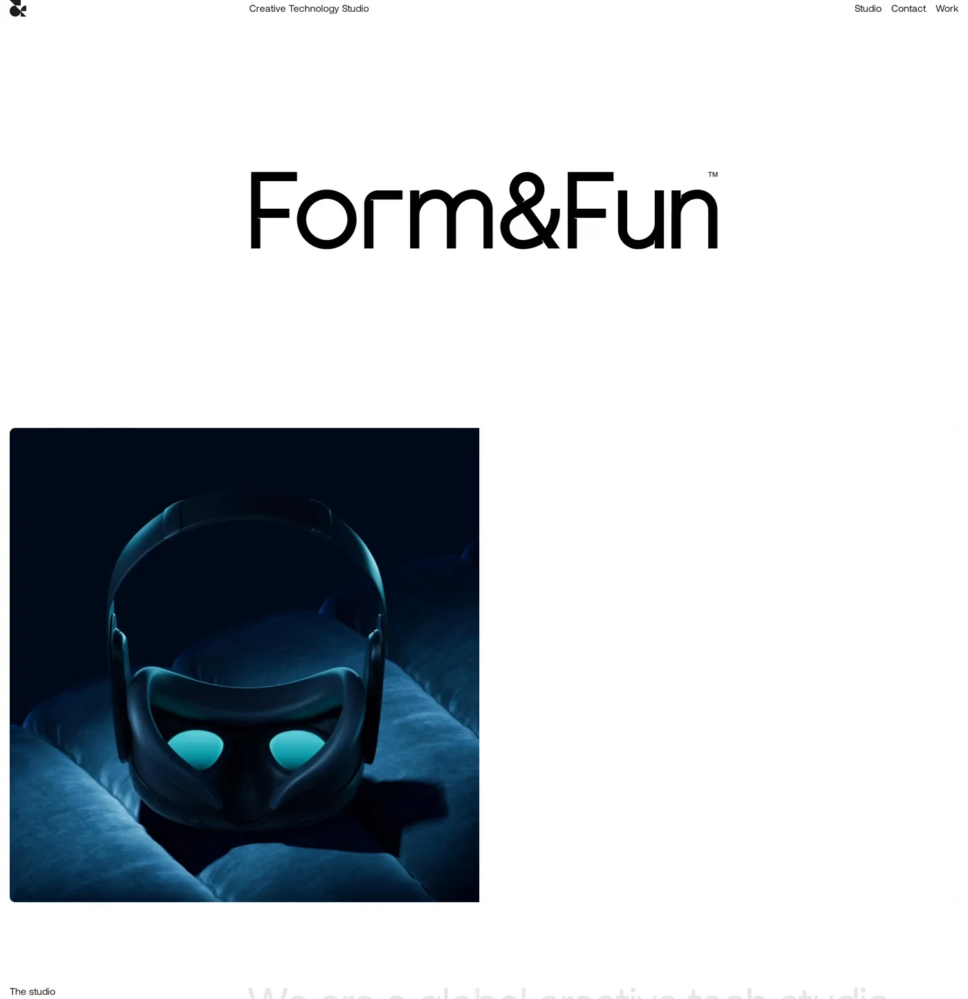 Form&Fun — screenshot of the hero section