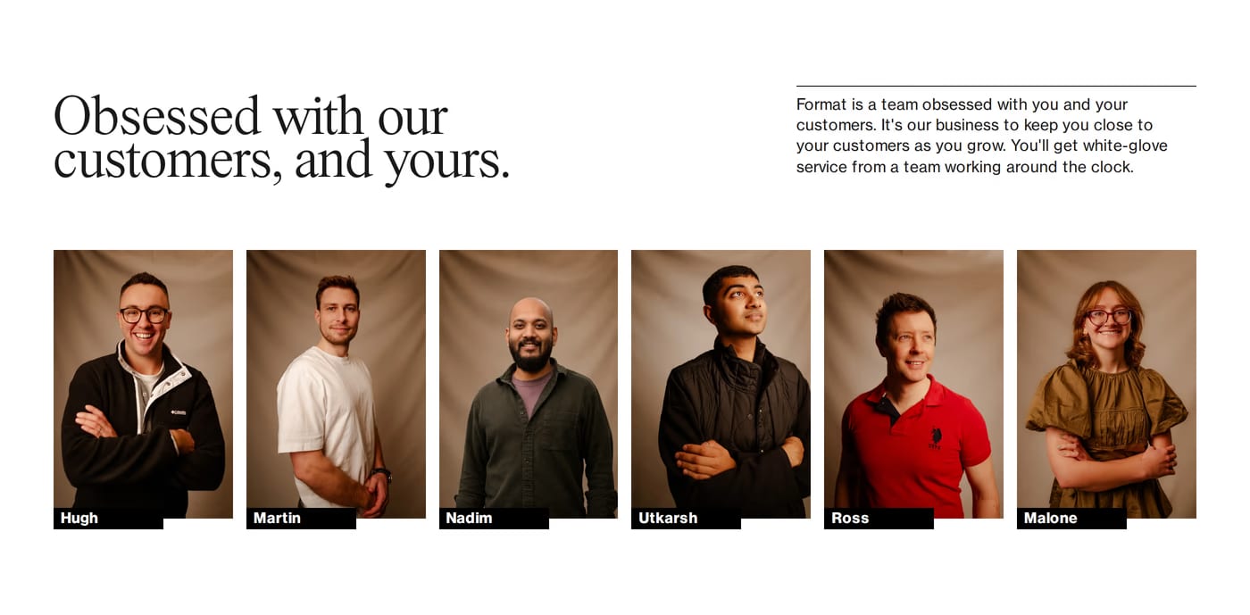 Format — screenshot of the team section