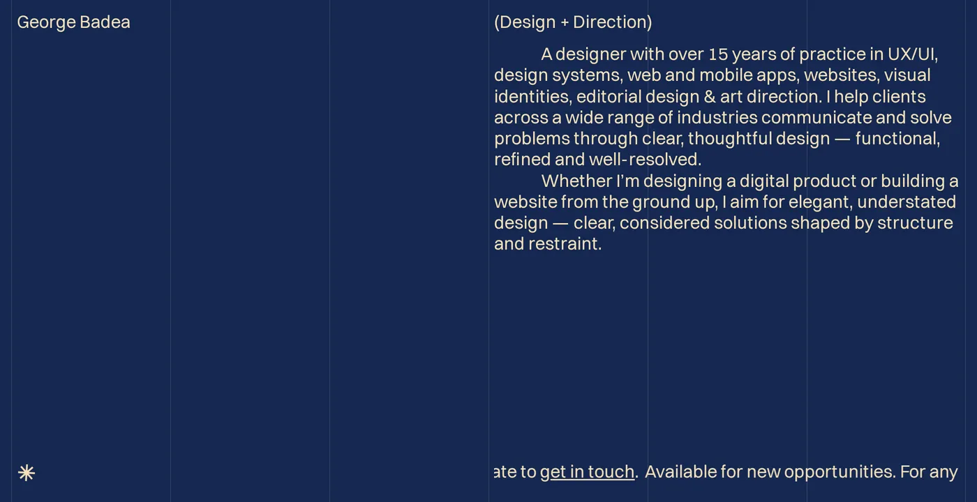 George Badea — screenshot of the hero section