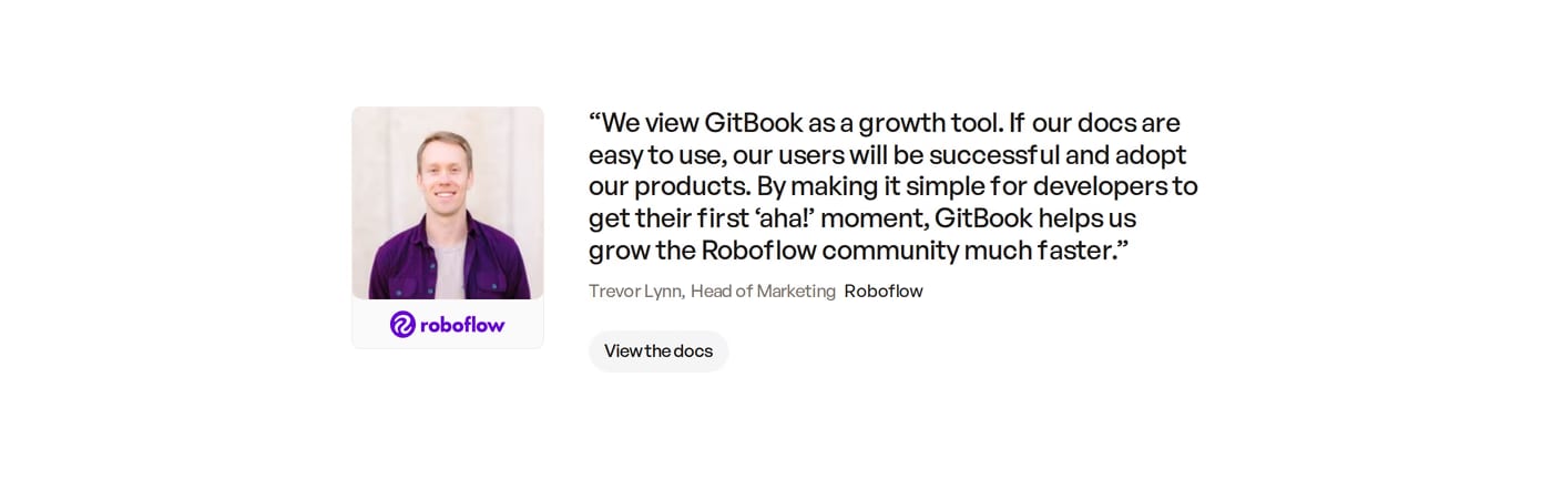 GitBook — screenshot of the testimonials section