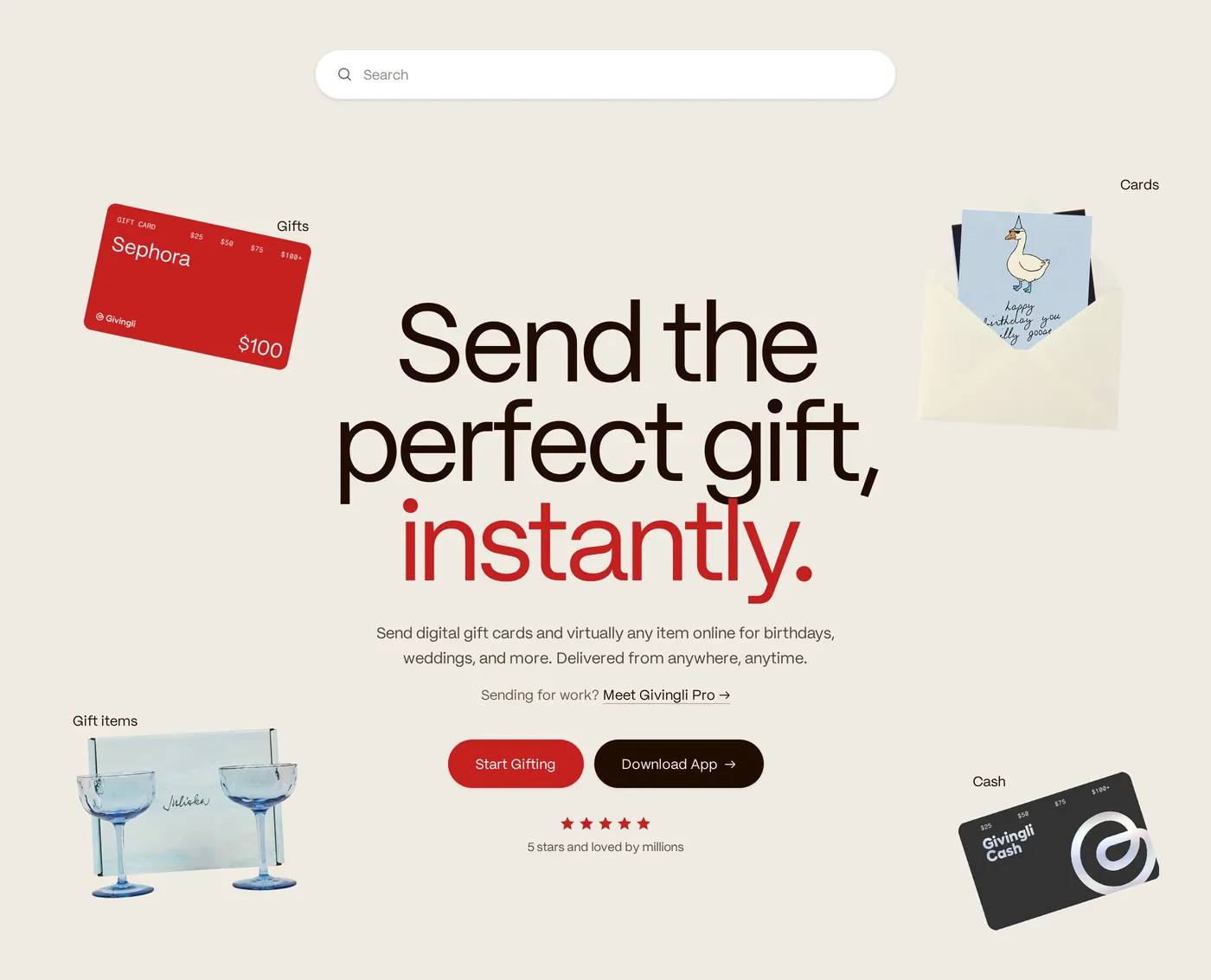 Givingli — screenshot of the hero section