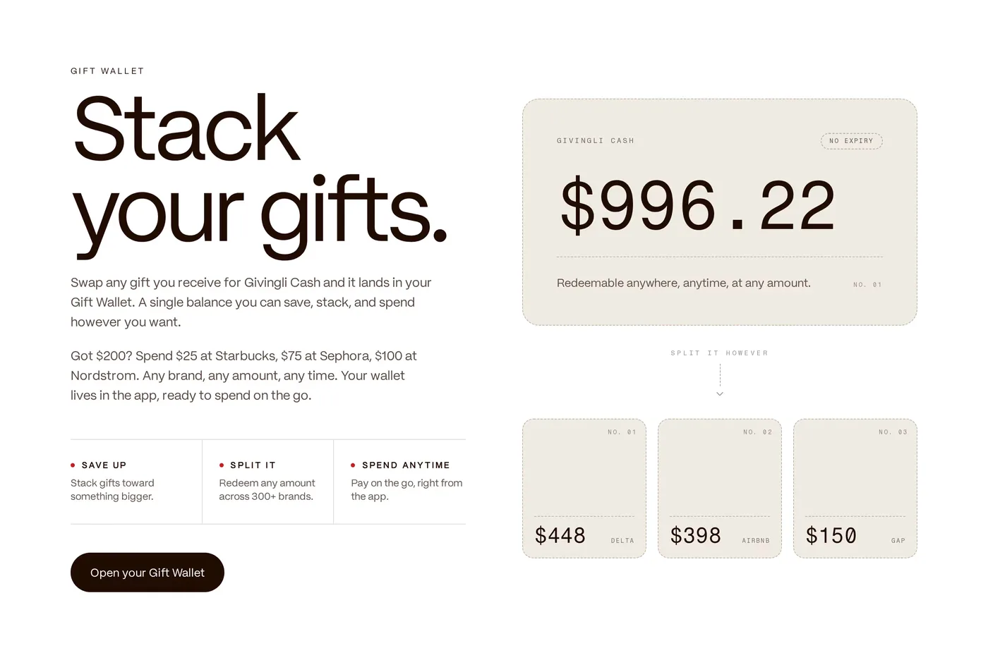Givingli — screenshot of the hero section