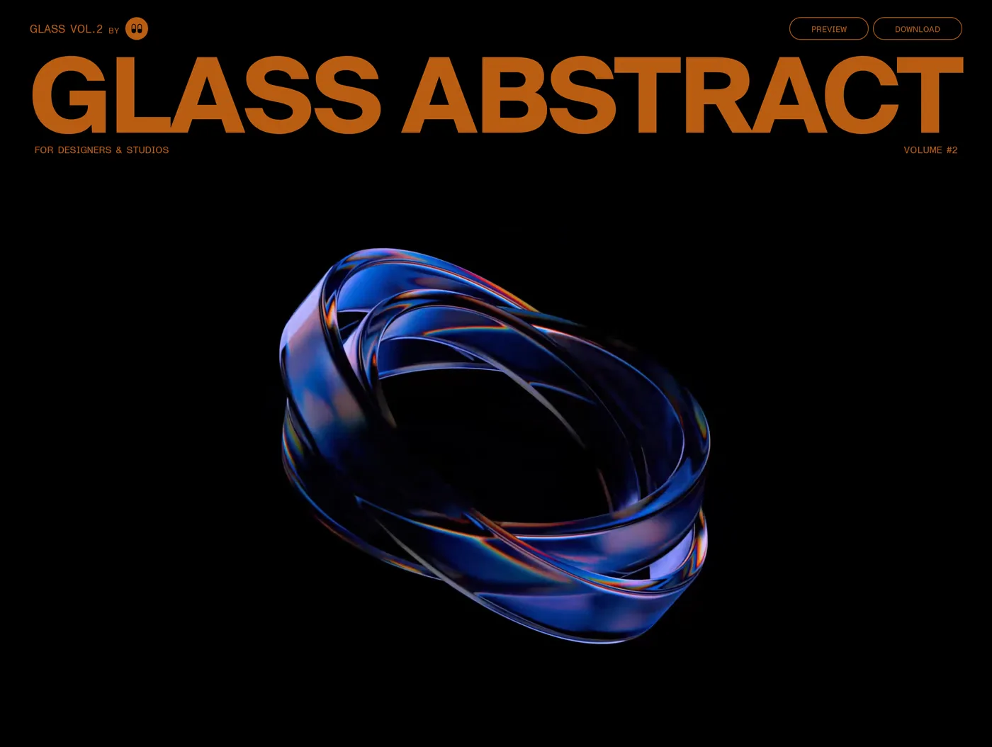 Glass abstract shapes — screenshot of the hero section