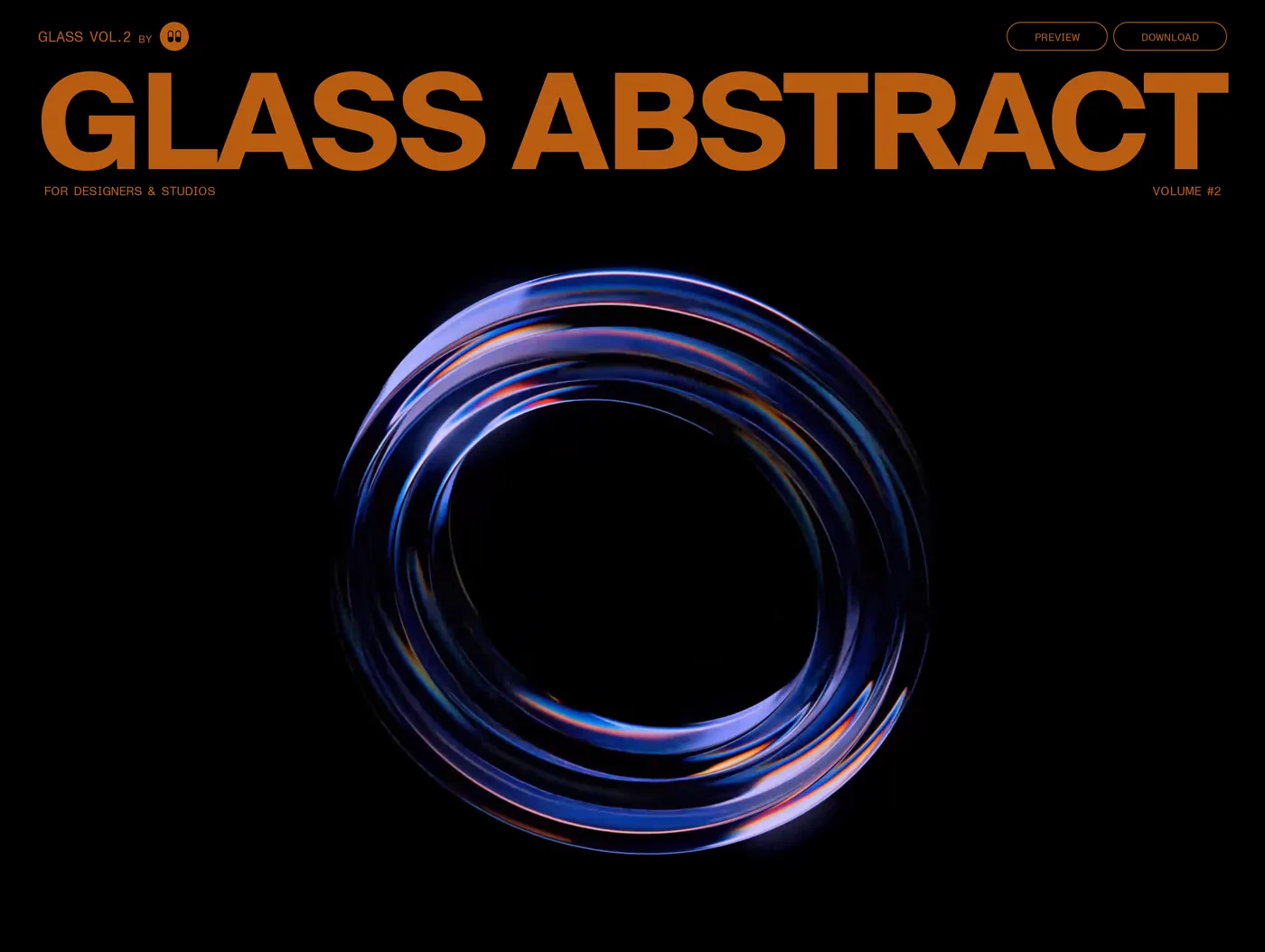 Glass abstract shapes — screenshot of the hero section