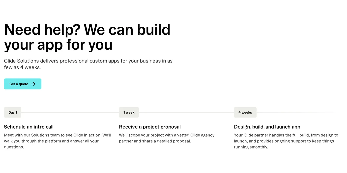 Glide — screenshot of the how it works section