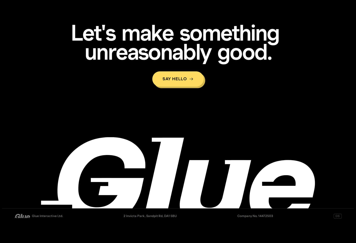 Glue — screenshot of the hero section