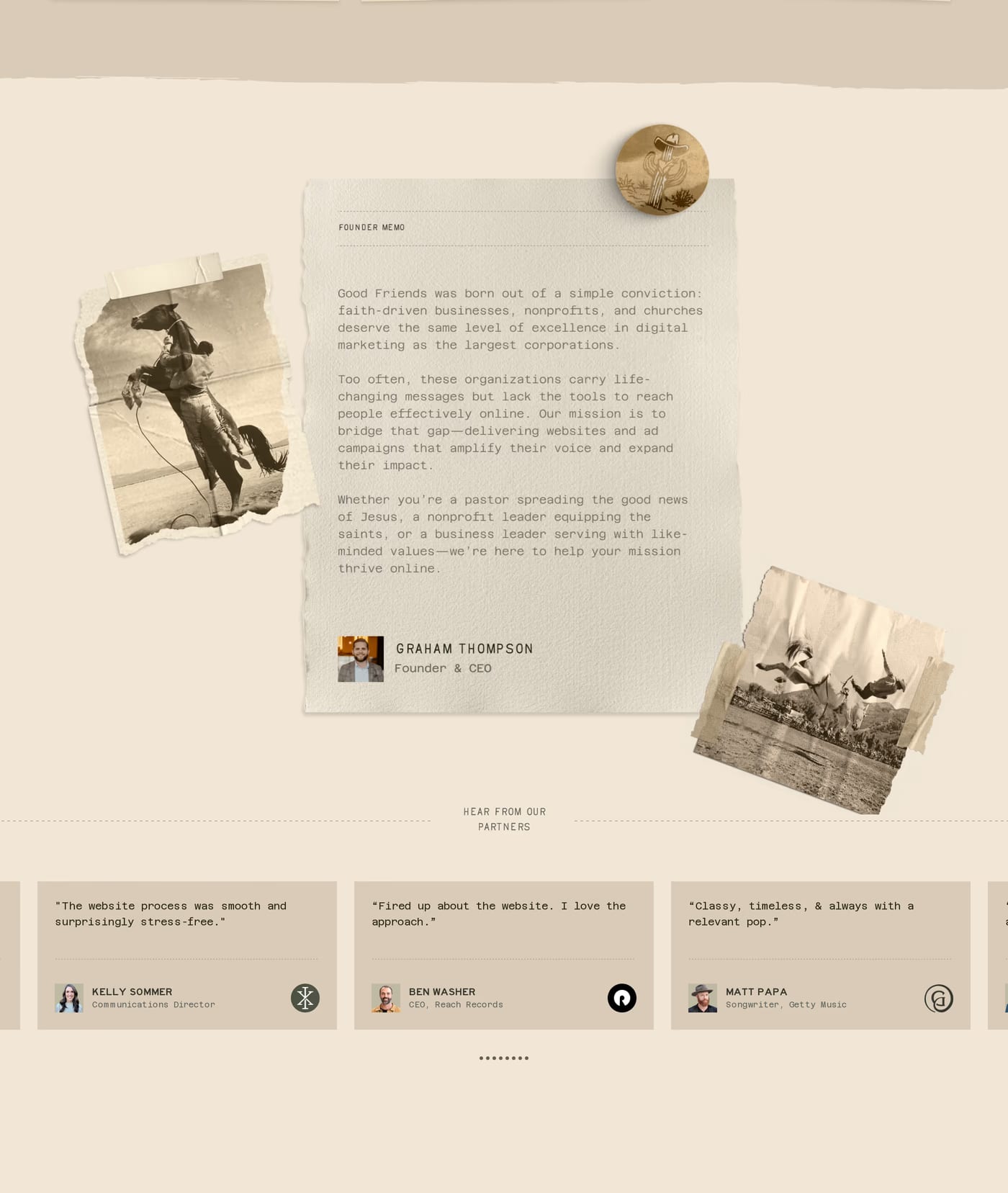 Good Friends Testimonials section