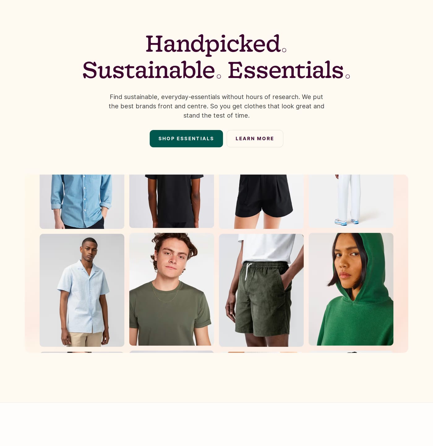 Good Garms — screenshot of the hero section