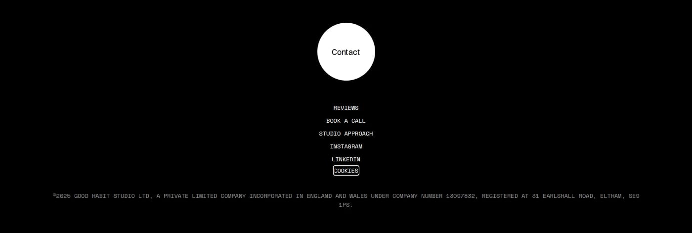 Good Habit — screenshot of the footer section