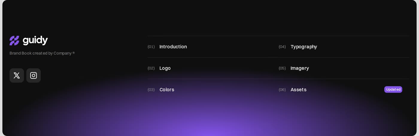 Guidy Navigation section