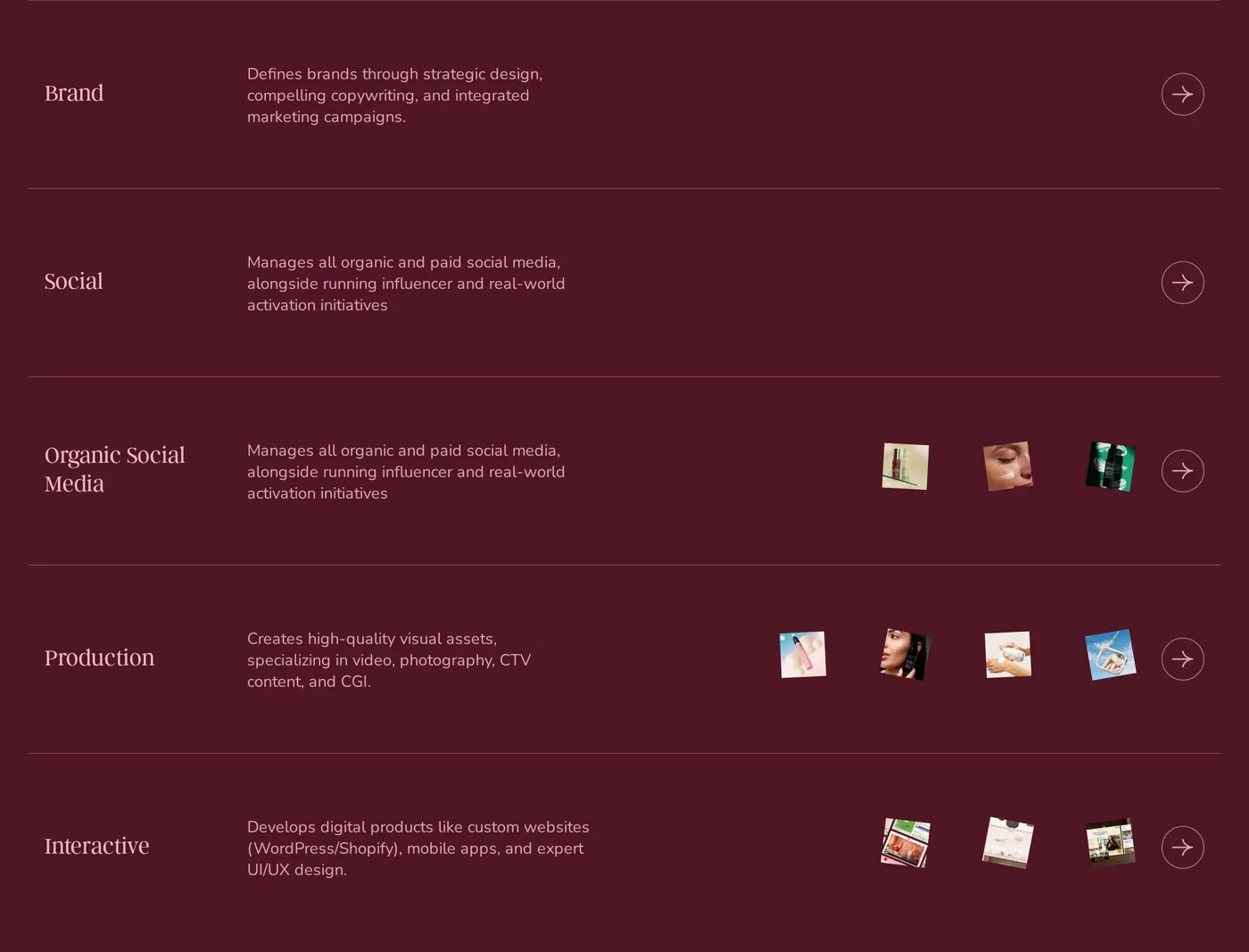 Habitat — screenshot of the services section