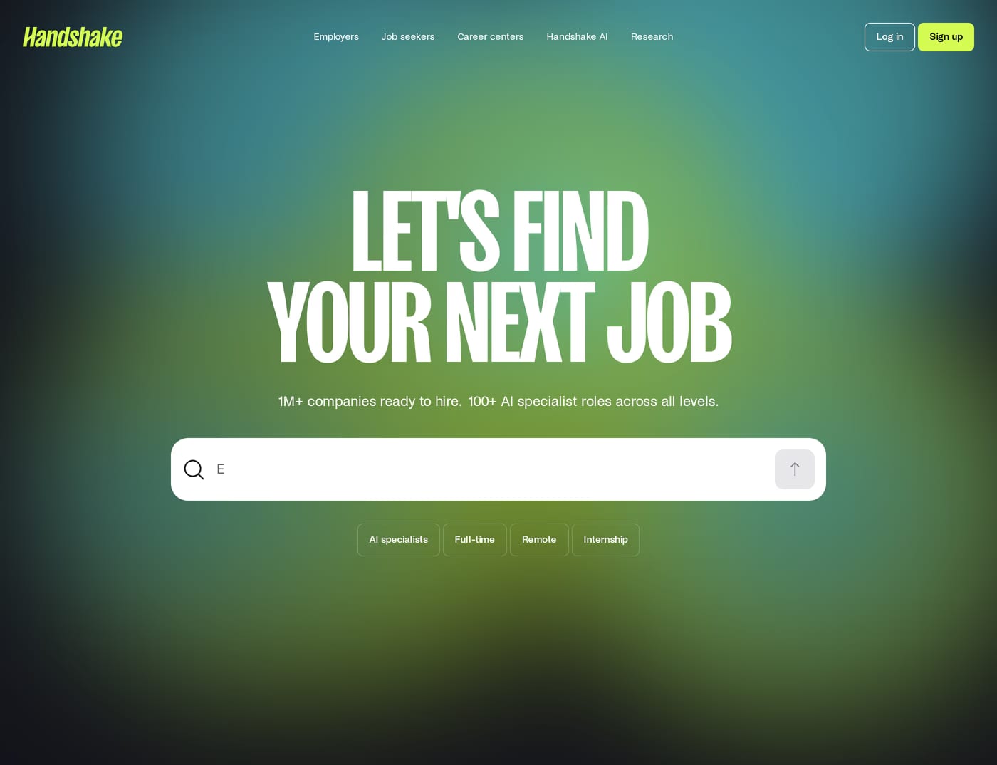 Handshake — screenshot of the hero section