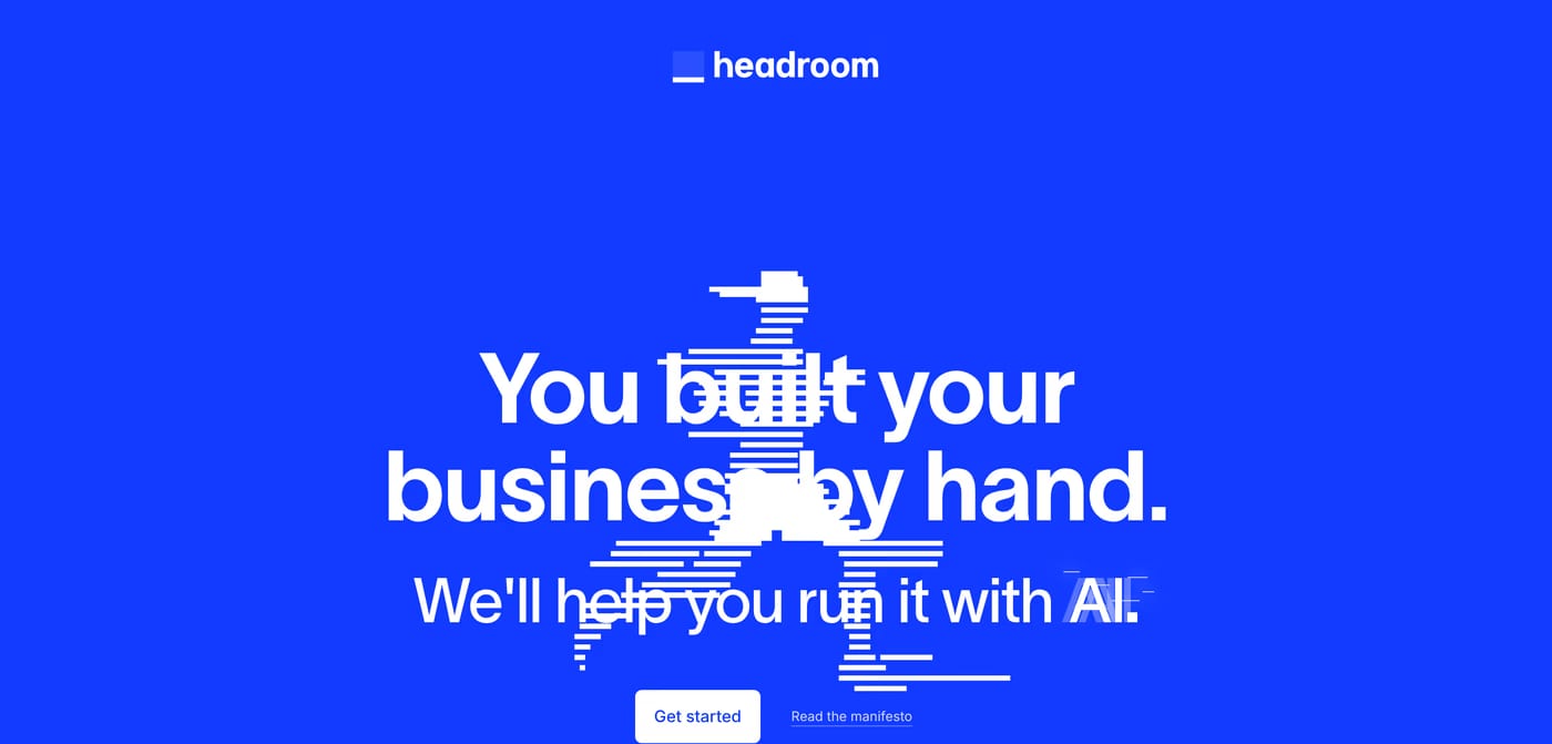 Headroom — screenshot of the hero section