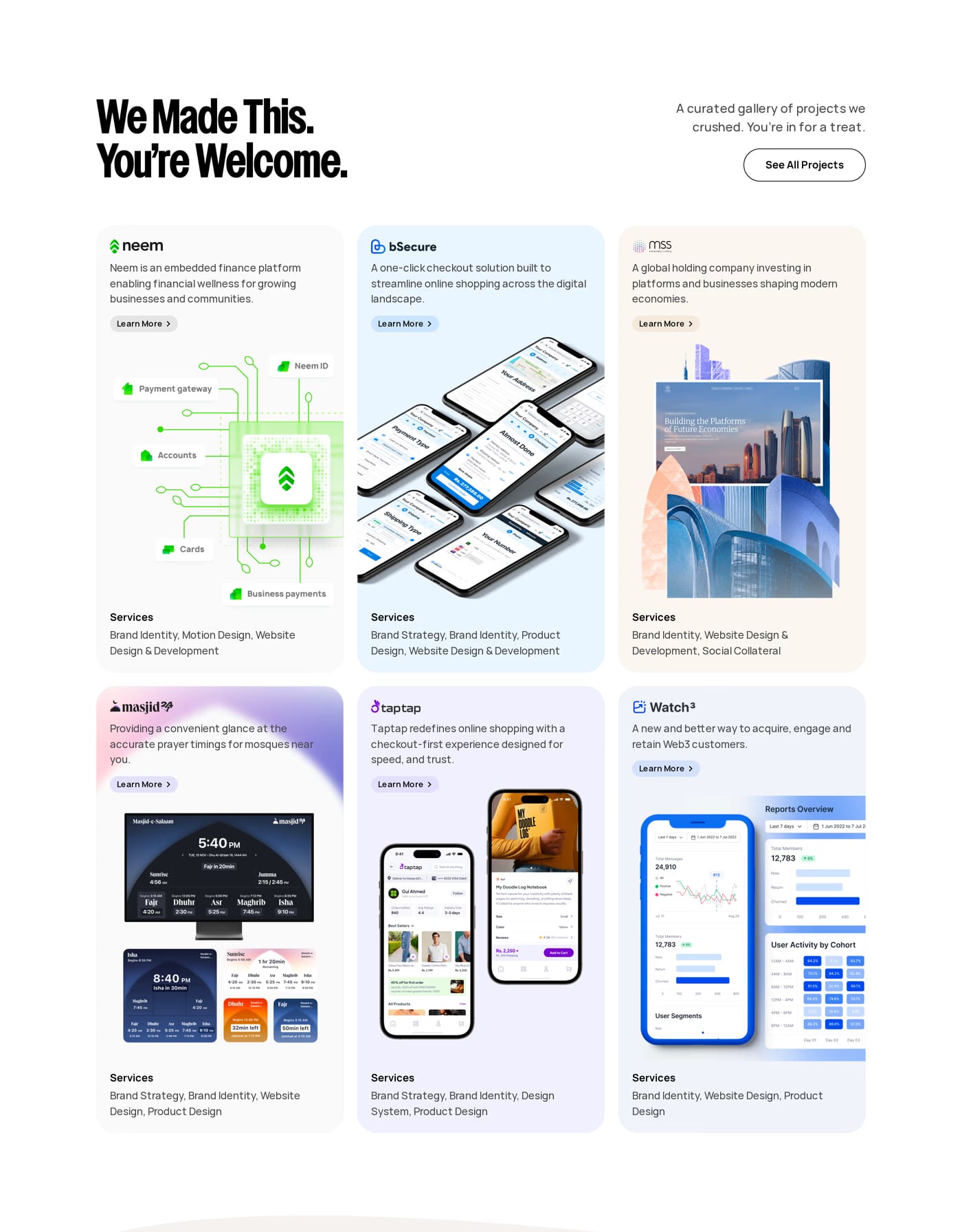 HiPortfolio — screenshot of the portfolio section
