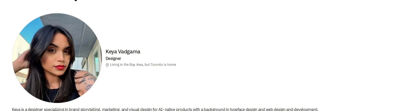Keya Vadgama — screenshot of the about section