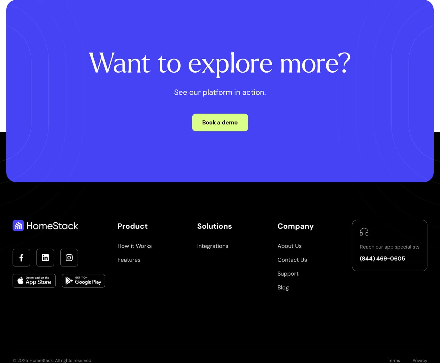 Homestack Footer section