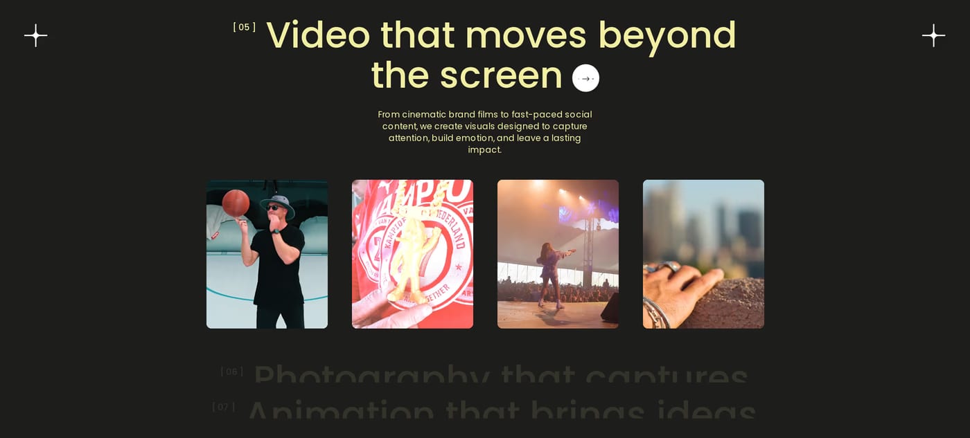 House Of Yellow — screenshot of the services section