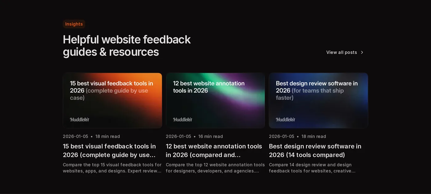 Huddlekit — screenshot of the blog section