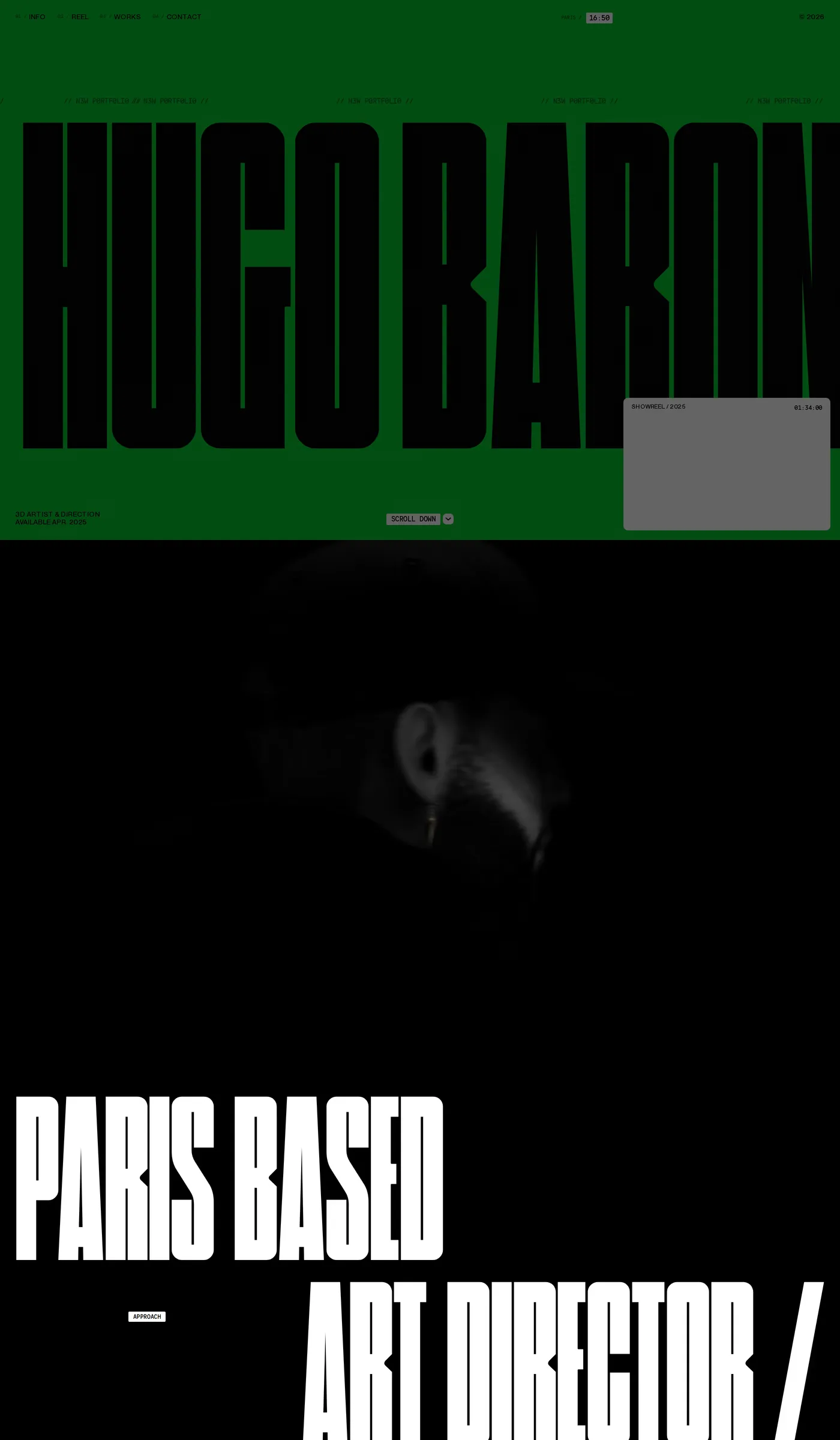 Hugo Baron — screenshot of the hero section