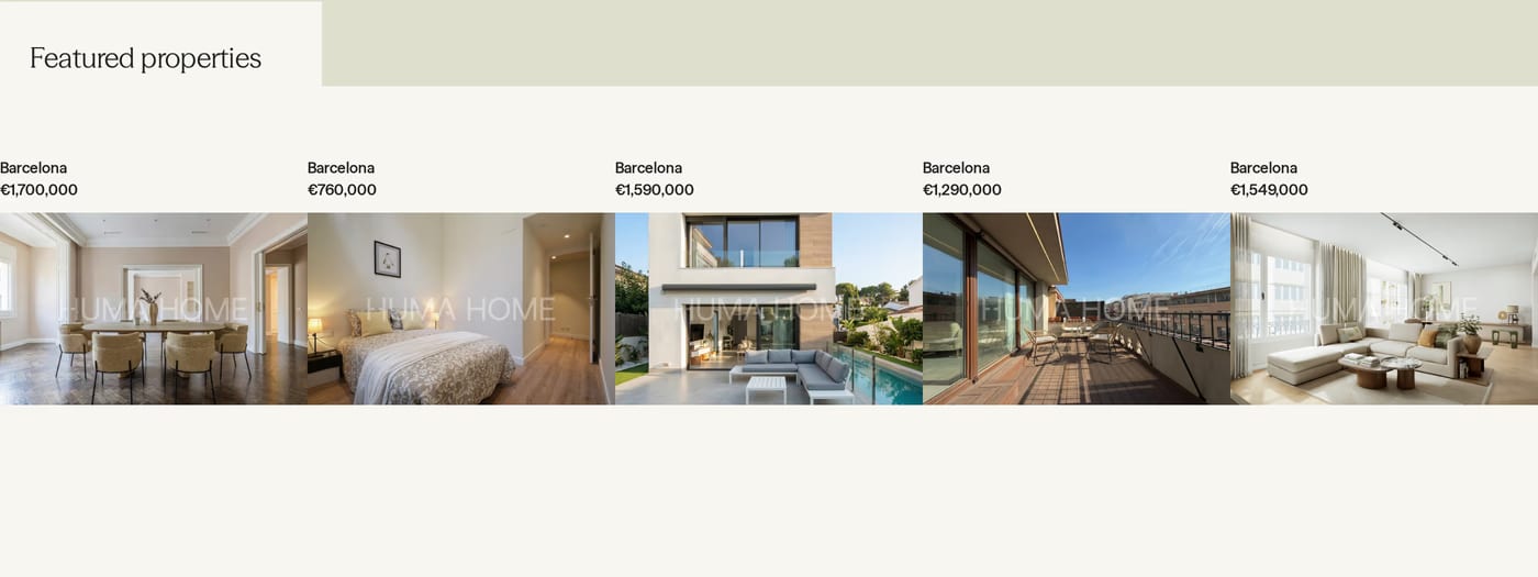 HUMAHOME — screenshot of the portfolio section