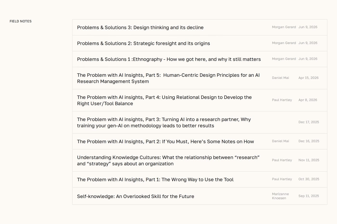 Human Futures Blog section