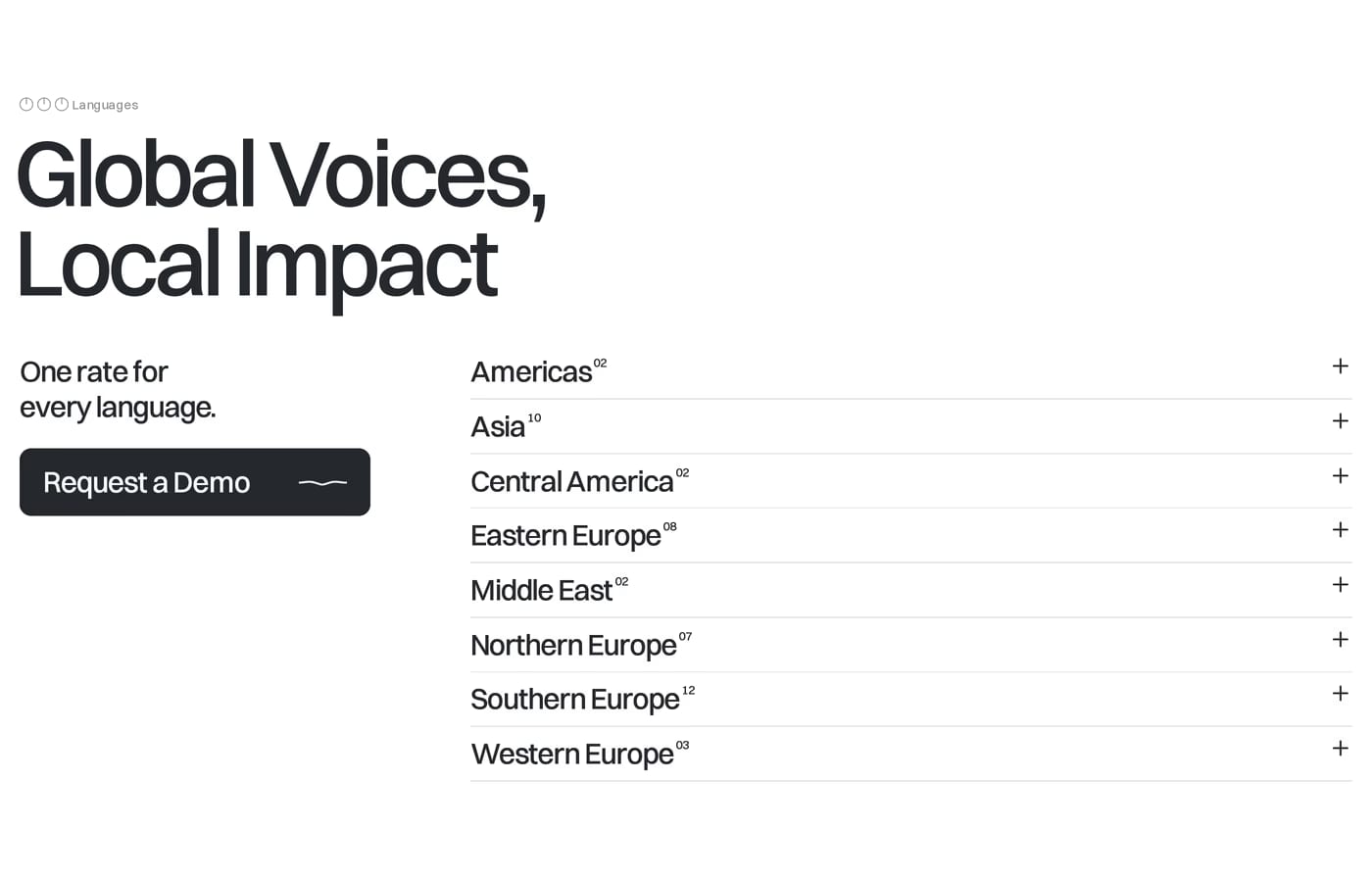 Human Voice Over — screenshot of the hero section