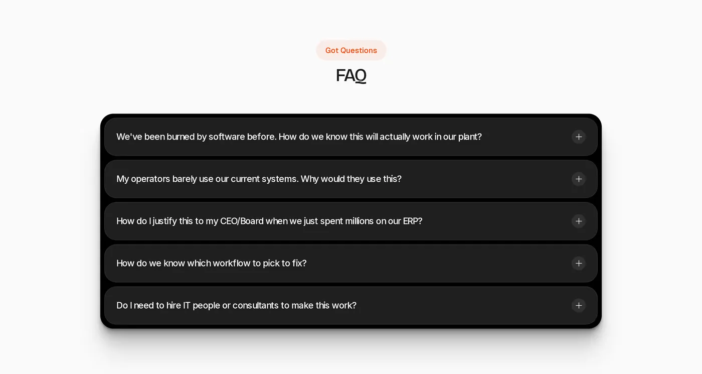Humble — screenshot of the faq section