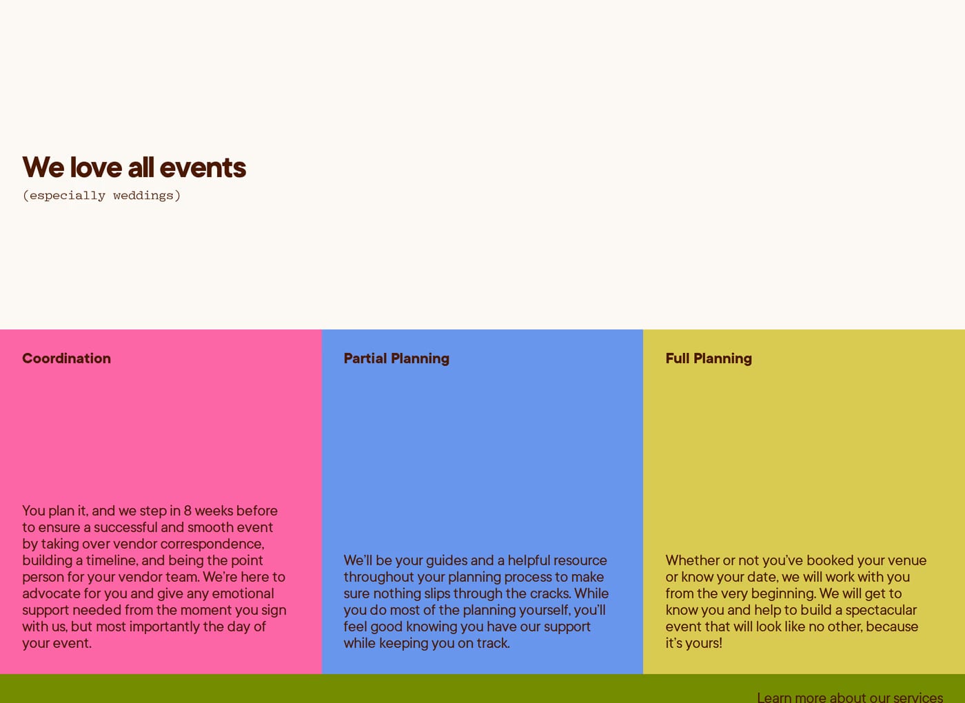 Hurry Up & Have Fun Events section