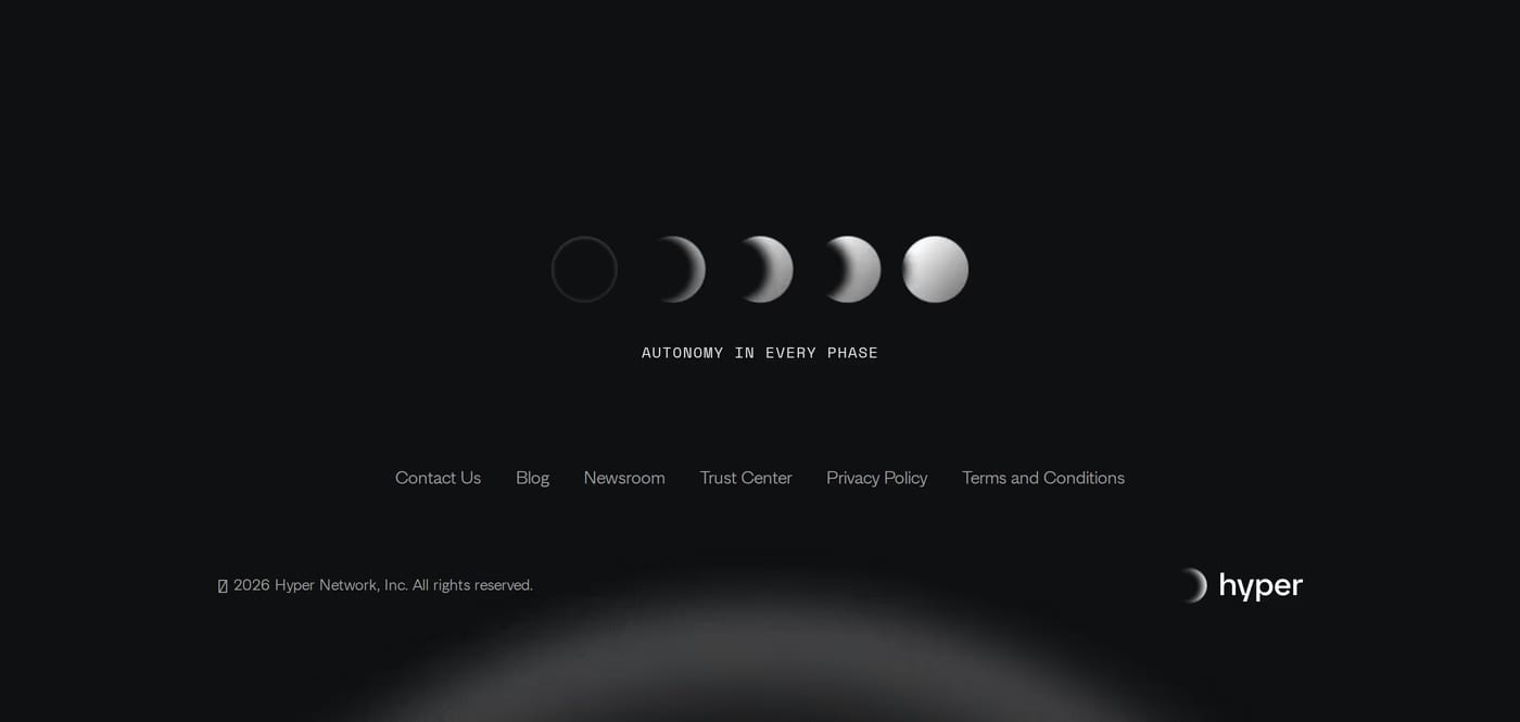 Hypercard — screenshot of the footer section