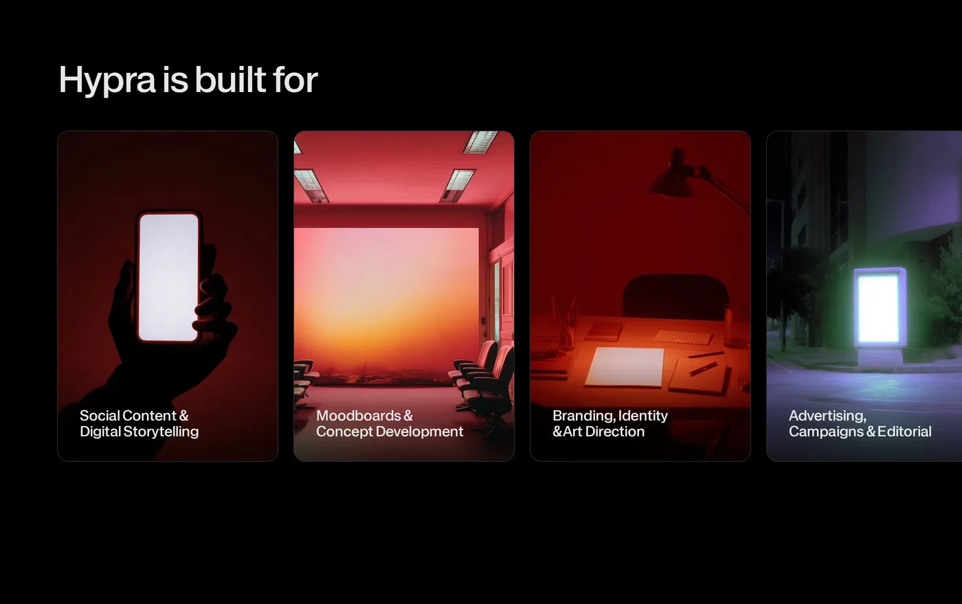 Hypra — screenshot of the features section
