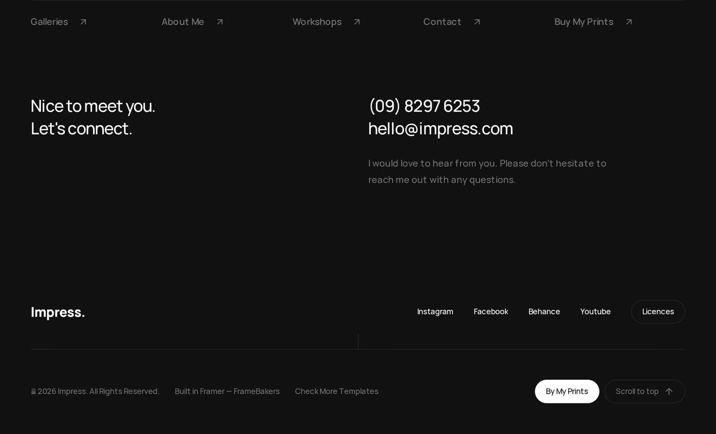 Impress — screenshot of the footer section