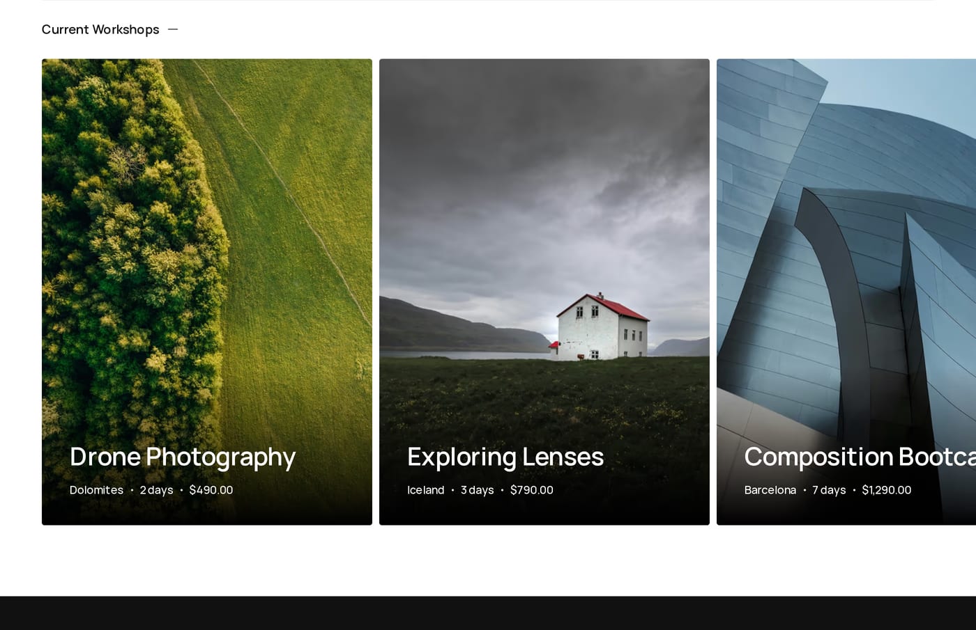 Impress — screenshot of the portfolio section
