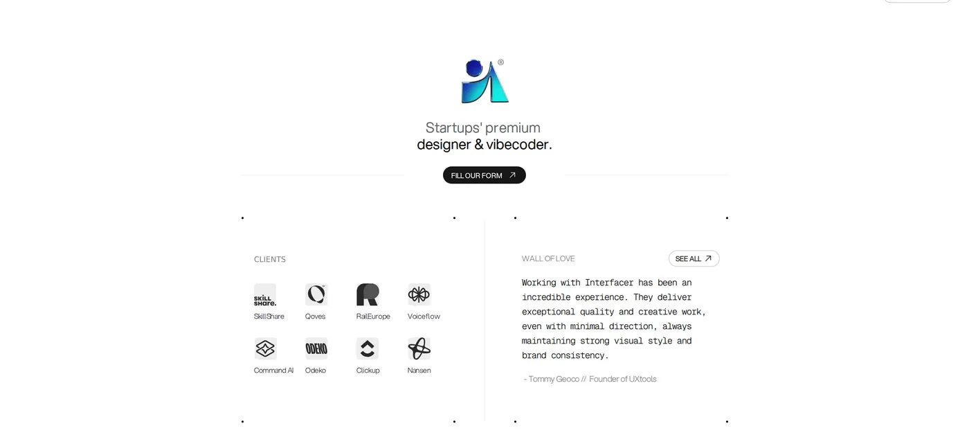 Interfacer — screenshot of the logos section