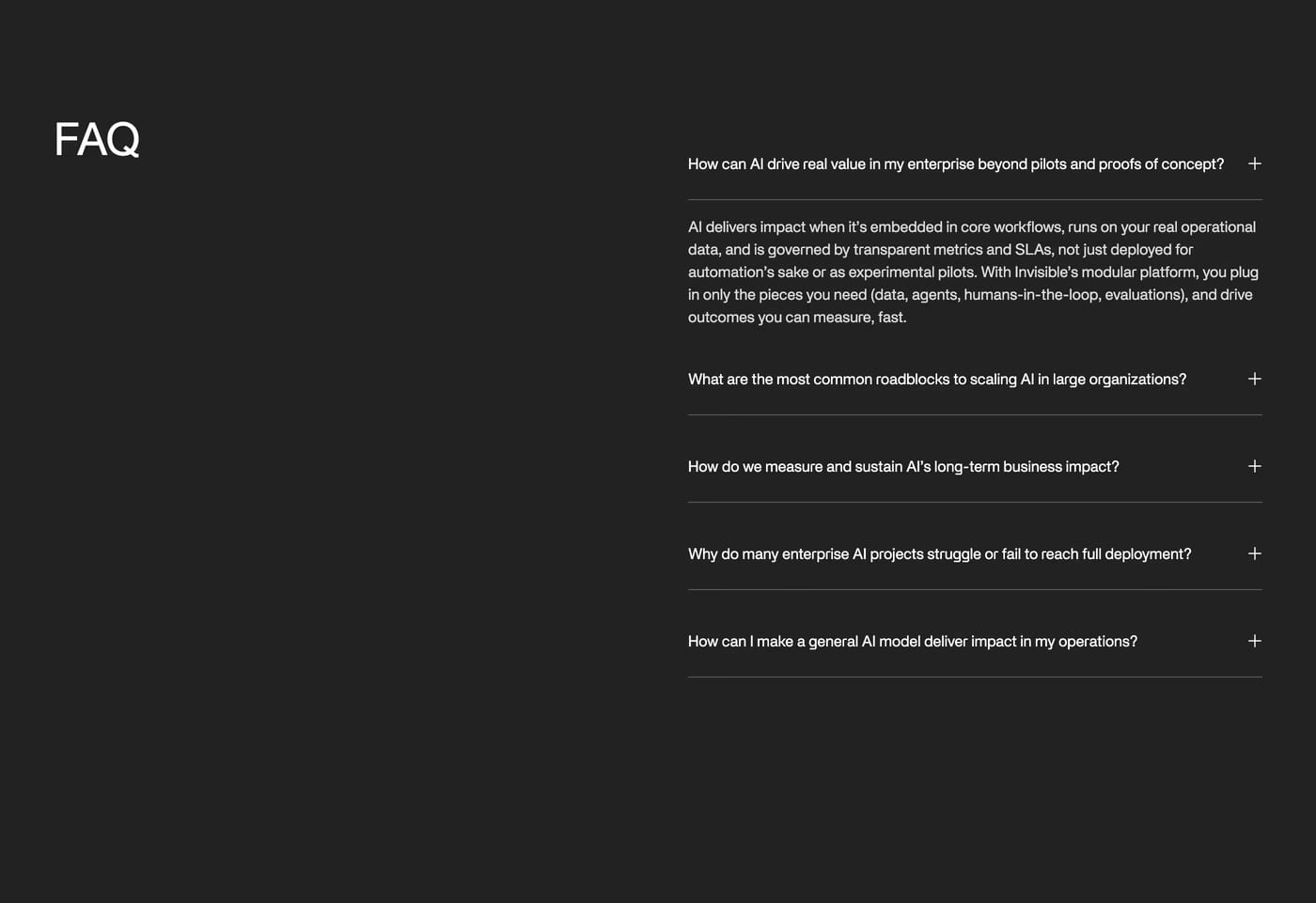 Invisible Technologies FAQ section